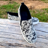 Genuine Leather Cowhide Sneakers Black & White